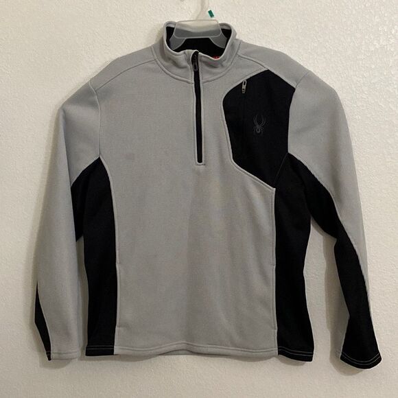 SPYDER Men’s 1/4 Zip Light Gray /Black Pullover Sweater Size L - Picture 1 of 5